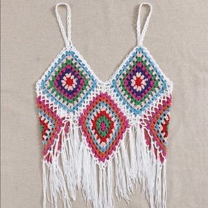Cute multicolored crochet (fringe) Beach cover up